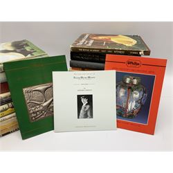 Large collection of fine art and antique reference books, to include Gordon Fleming, The Young Whistler; Sidney C. Hutchison, The History of the Royal Academy, Edward Yardley, The Life and Career of Frank Henry Mason R.B.A., R.I., R.S.M.A. 1975-1965; Brenda Roberts, The Collectors Encyclopaedia of Hull Pottery; Marcel Thomas, The Golden Age Manuscript Painting at the Time of Jean, Duc de Berry; Lindsay Errington, Tribute to Wilkie, etc. 