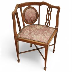 Edwardian inlaid mahogany corner chair, 