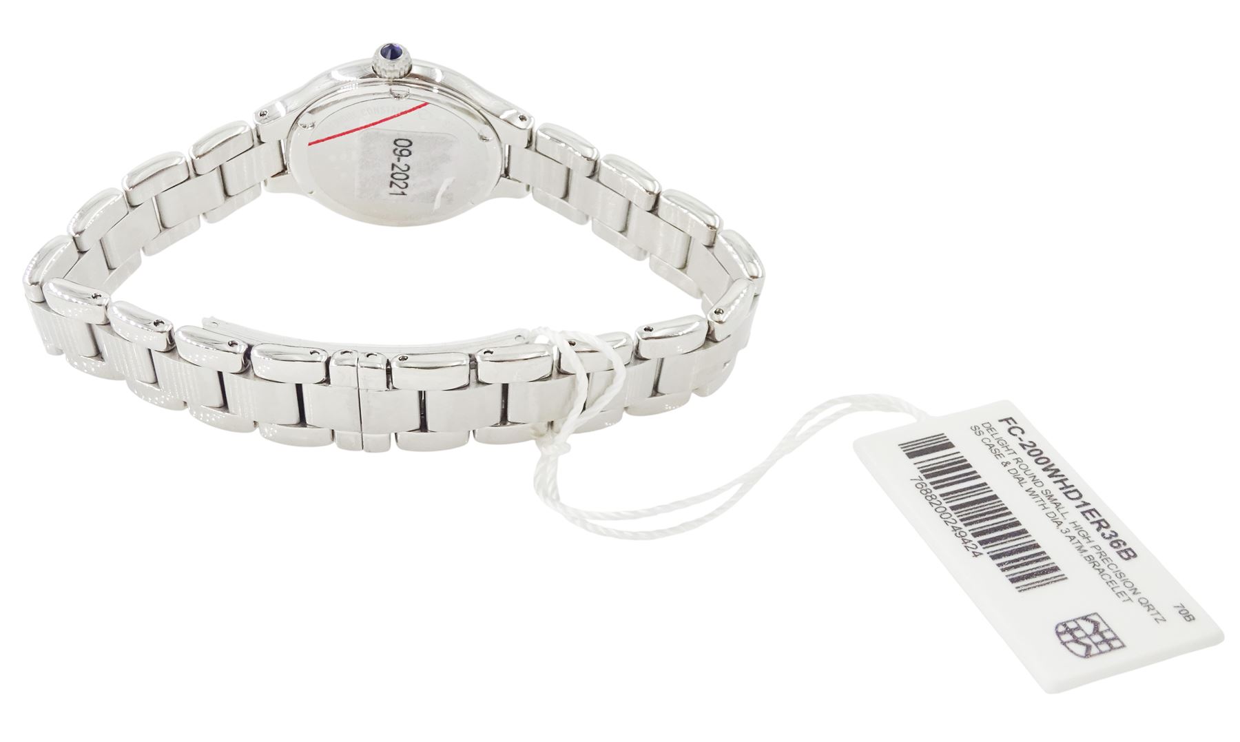 Frederique Constant Classics Delight ladies stainless steel quartz wristwatch, Ref. FC-200WHD1ER36B, silvered / white dial with Roman and diamond dot hour markers, boxed with papers