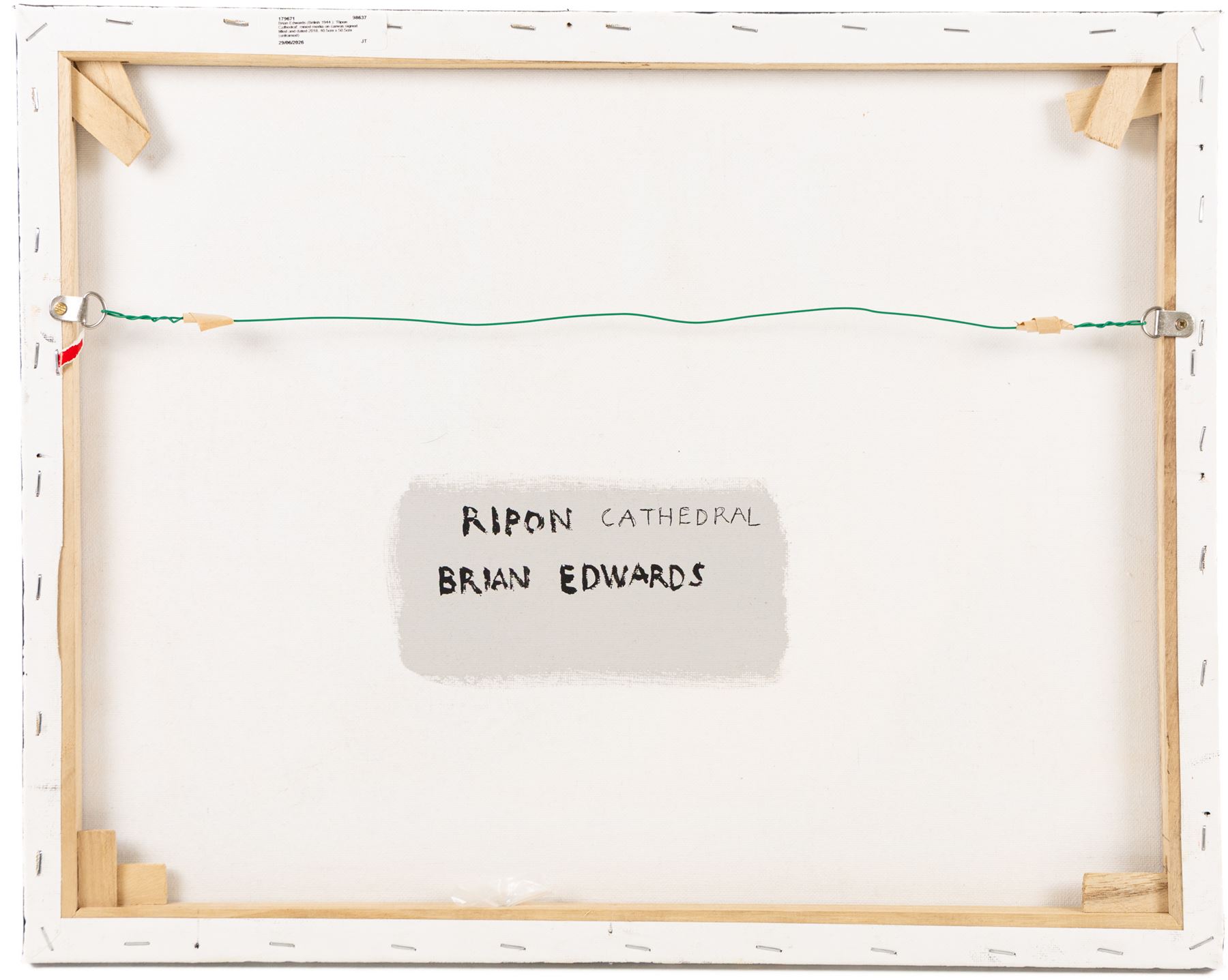 Brian Edwards (British 1944-): 'Ripon Cathedral', mixed media on canvas signed titled and dated 2018, 40.5cm x 50.5cm (unframed)
Notes: Dr Brian Edwards is Emeritus Professor of Architecture at ECA Edinburgh University. He is the author of the book ‘Understanding Architecture through Drawing’, has exhibited at the Edinburgh Festival, the RSA and architecture section of the RA Summer Exhibition. As a retired architect, his paintings explore the interface between art and architecture