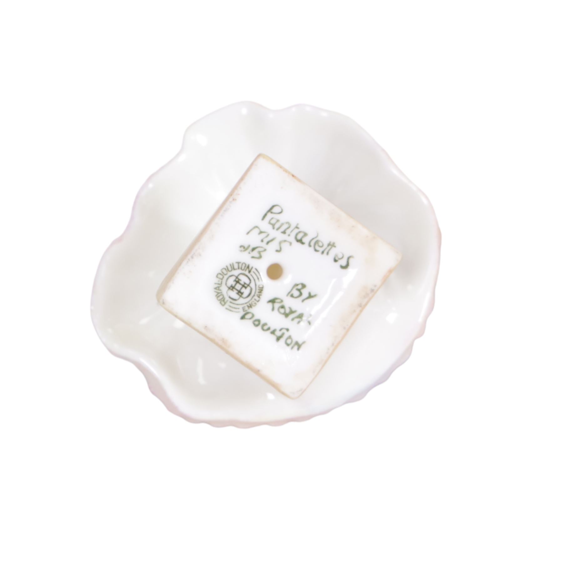 Four Royal Doulton miniature figures, comprising Mirabel M68, Pantalettes M15, The Paisley Shawl M3 and Pantalettes M16  