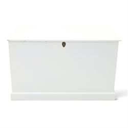 And So To Bed - Victorian style white painted blanked chest with twin brass carrying handles, on plinth base