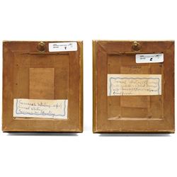 English School (19th century): Portraits of Samuel Whiting of Reading and His Wife Susannah, pair of watercolours unsigned, inscribed with family history verso, in matching gilt frames 10.5cm x 8cm (2)