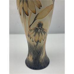 Moorcroft Cornflower pattern vase with fluted rim, by Anji Davenport, with impressed and printed mark beneath 