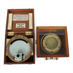 Admiralty pattern Azimuth circle, no. 1152 and a brass nautical compass on gimbal, both in...