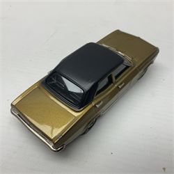 Four Lansdowne Models 1:43 scale models - 1956 Hillman minx Series 1 (Pearl grey over Fiesta blue); 1957 Hillman Husky Series 1 (Seacrest green/foam grey); 1960 Ford Consul MkII (Imperial maroon/smoke grey); and 1972 Vauxhall Ventora 3300 MkII; all boxed (4)