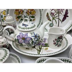 Portmeirion The Botanical Garden pattern tea and dinner wares, to include teapot, milk jug, eight dinner plates, tea cups and saucers, coffee cans, bowls of various sizes etc (approx 85) 