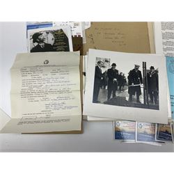 WW2 submarine interest - archive of ephemera and photographs relating to submariner Petty Officer (later Lieutenant) Thomas William Gould V.C. of HMSub Thrasher; predominantly post-war with later copies of contemporary photographs and documents including Certificate of Service in slip-case, War Patrol Reports, First Day Covers, press cuttings, 'For Valour' film script, business cards etc.
Auctioneer's Note: An extract from Gould's VC award citation reads 