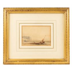 Henry Barlow Carter (British 1803-1867): 'Scarborough' and 'Bridlington', pair watercolours, signed and titled on original John Linn & Sons labels verso 11cm x 16cm in the original gilt frames