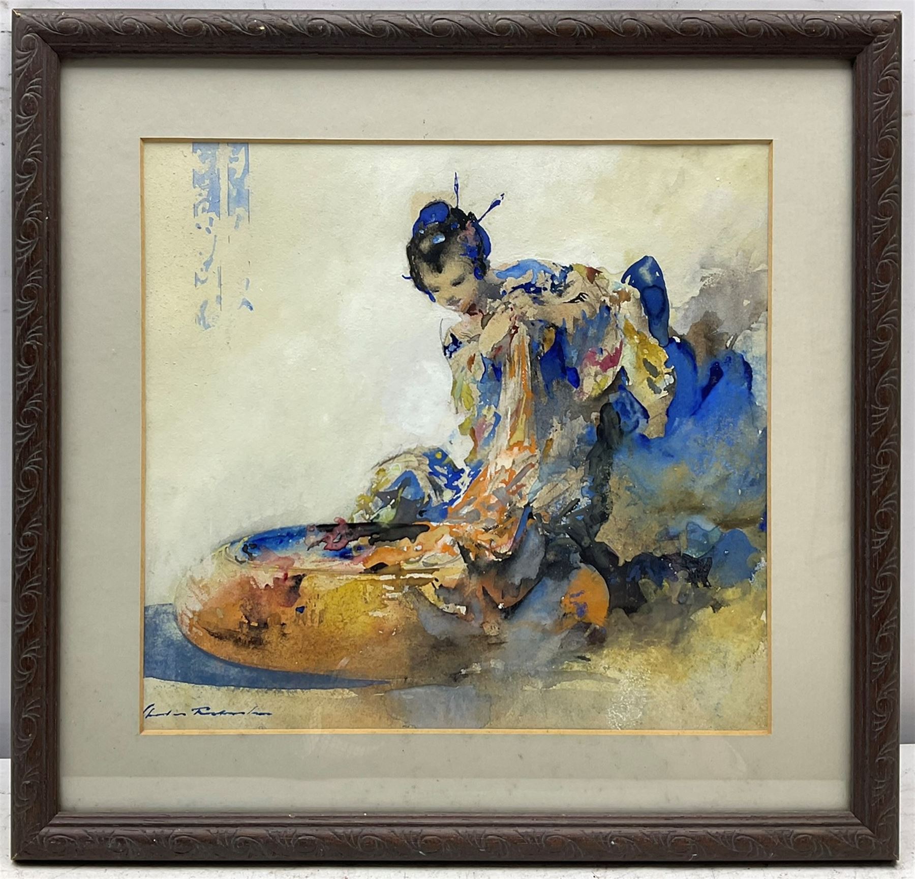 Charles Thornton (Early 20th century): Oriental Lady, watercolour and gouache over pencil indistinctly signed 25cm x 27cm