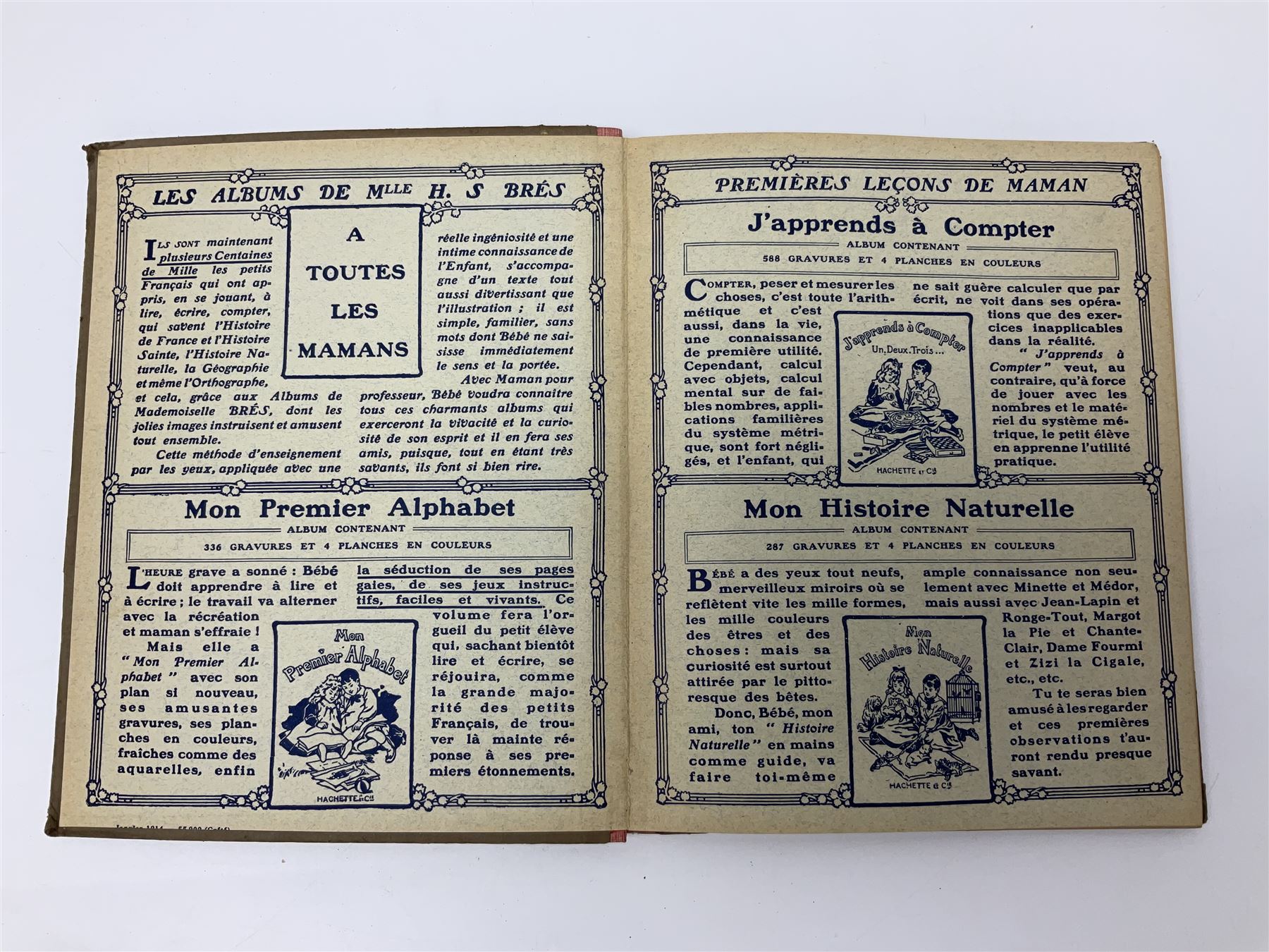 Three Childrens books, comprising Father Tuck's Once Upon a Time and two french books by Hachette et Cie, together with a folder of Ours The Magazine of Reckitts