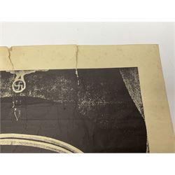 German monochrome 'Gestapo' poster, probably post-WW2, depicting the head of a grim faced Gestapo officer in uniform 55 x 42cm; unframed