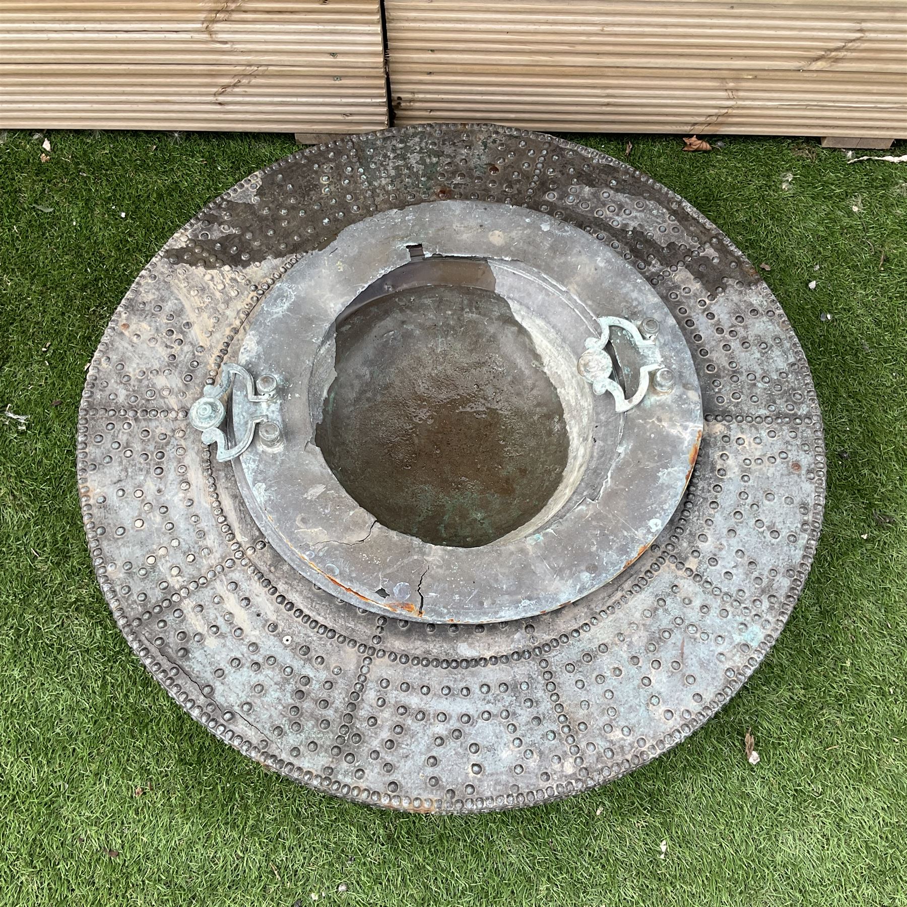 Vintage Indian copper fire pit decorated with rivets  - THIS LOT IS TO BE COLLECTED BY APPOINTMENT FROM DUGGLEBY STORAGE, GREAT HILL, EASTFIELD, SCARBOROUGH, YO11 3TX