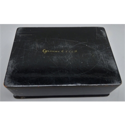  20th century Russian lacquer cigarette box, the hinged lid painted with a signed study of a cruise liner at sea, inscribed 'Cgenaxo C CCCP' to base W15.5cm D11cm, H5cm   