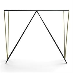 Contemporary marble console table, white marble top with ebonised and gilt metal supports