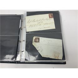 Postal history, including imperf penny reds on covers or entires, mourning cover, Cape of Good Hope overprinted postal stationary, pre-stamp items etc, housed in a ring binder folder