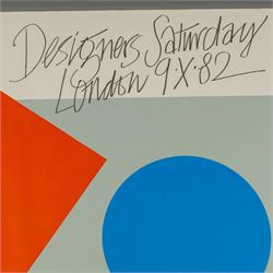 After Alan Fletcher (British 1931-2006): Designers' Saturday London 9th October 1982, printed poster 82cm x 57cm
Notes: This event, held at multiple showrooms across London, gave interior designers and architects the opportunity to meet with suppliers outside of regular working hours. The idea originated in New York, and has since been repeated in many major European cities, and still takes place in Oslo.