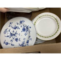 Wedgwood jasperware trinket box, commemorative ware, blue and white ceramics and a collection of other ceramics and collectables in five boxes