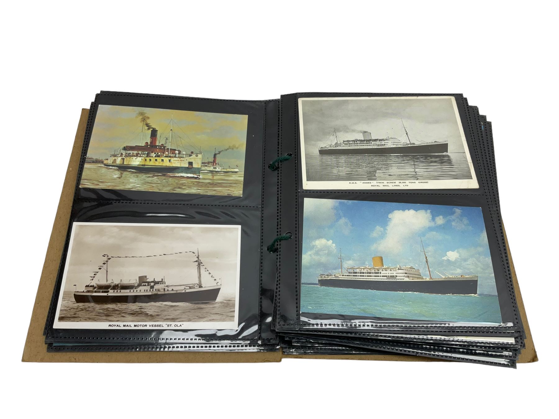 Album of Victorian and later Postcards, including WWII silk embroidered postcards, various ships, cartoons etc 