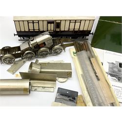 '0' gauge - part constructed Caledonian Railway 0-8-0 Tank locomotive kit with photographs but no instructions; and two scratch-built wooden Caledonian Railway passenger coaches (3)