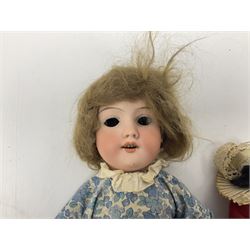 Armand Marseille Koppelsdorf composition head doll with applied hair, sleeping eyes, open mouth with teeth and tongue and composition body with jointed limbs, marked 'AM Koppelsdorf 970 Germany A.7.M' H55cm; Armand Marseille bisque head doll with applied hair, open mouth with teeth and composition body with jointed limbs, marked 'Armand Marseille 390n DRGM 246/1 A3/0M'; Fleur de Genet costume doll; and quantity of 1930s doll's house furniture