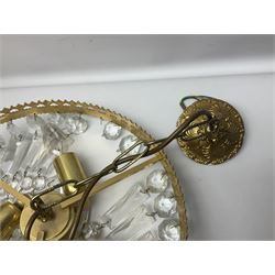 Pair of Marks and Spencer adjustable wall lights, together with a glass chandelier