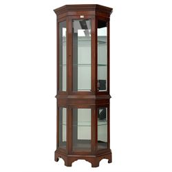 Wade - mahogany shaped front display cabinet, touch hinge interior light