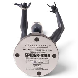 Six Spider-Man busts, comprising Diamond Select Toys limited edition Spider-Man 3 exclusive pre-production bust, Gentle Giant 2011 Premier Guild Exclusive Black Costume Spider-Man, Diamond Select Toys Venom, ARTFX Snap Fit pre-painted model kit, all boxed, Peter Parker The Amazing Spider-Man mini bust and Marvel black costume paperweight