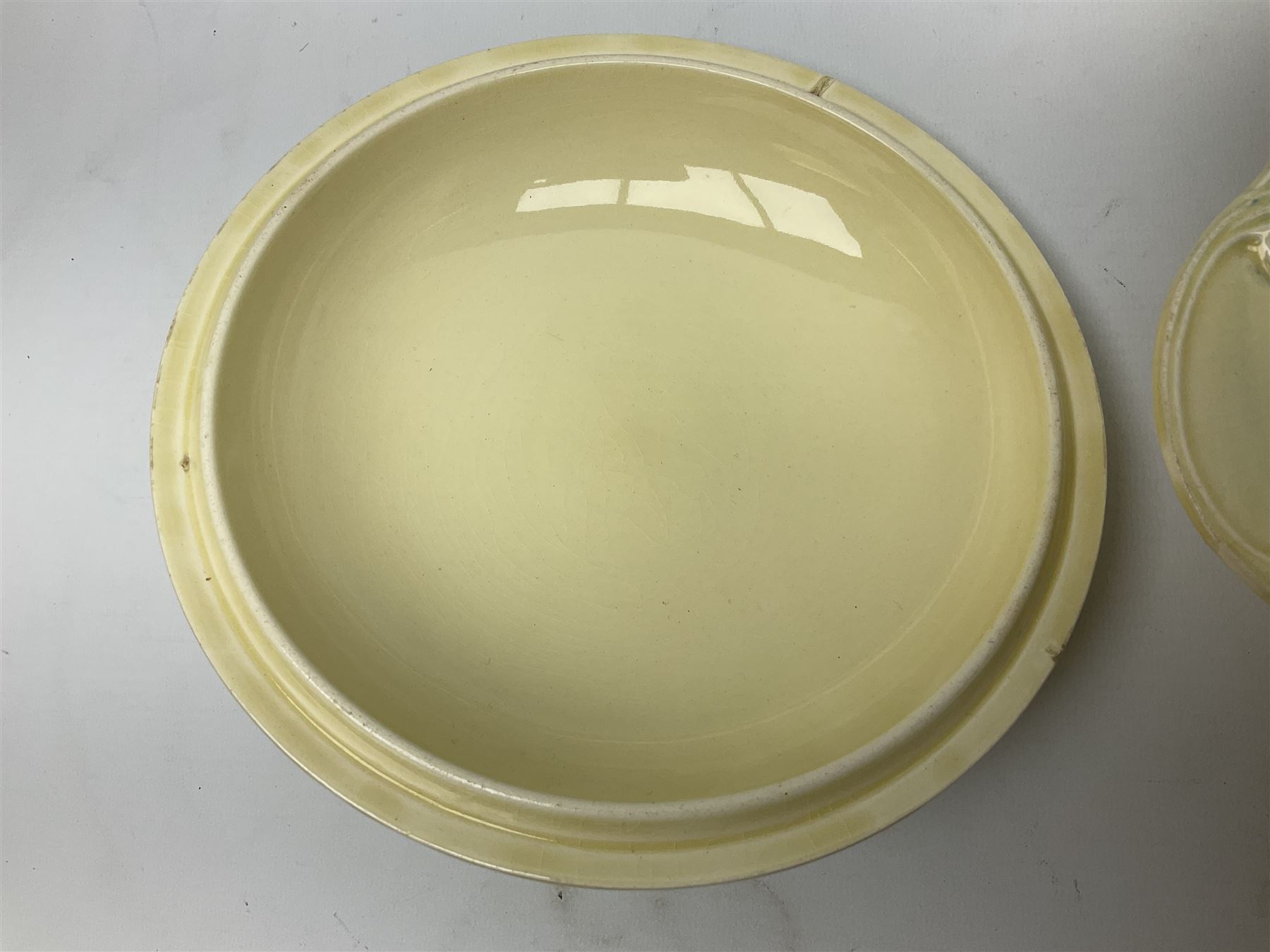 Clarice Cliff twin handled lidded tureen decorated in the Crocus pattern, with printed and impressed marks beneath, W27cm