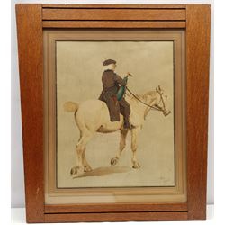 After Cecil Aldin (British 1870-1935): 'The Parson', chromolithograph 41cm x 33cm in period oak frame; 'General View of Old Kentish Town 1820', 19th century hand-coloured engraving 17cm x 22cm; and a reproduction newspaper article relating to Warter Priory 34cm x 51cm (3)