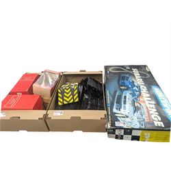 Scalextric Subaru Challenge set, boxed, collection of Scalextric track, building bricks, f...