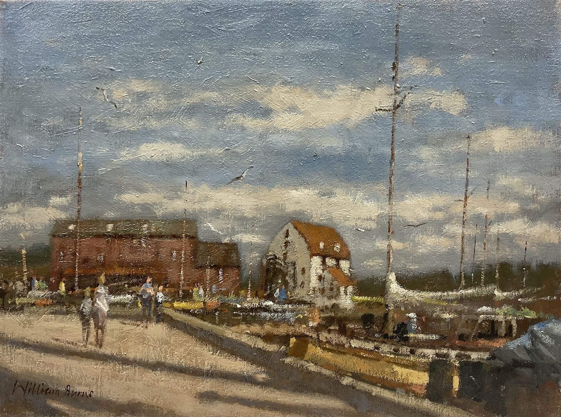 William Burns (British 1923-2010): 'Woodbridge Suffolk - The Quay', oil on canvas signed, titled verso 30cm x 41cm (unframed) 
Provenance: direct from the artist's family
