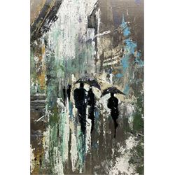 Ann Lamb (British 1955-): Rainy Day, mixed media on canvas signed 76cm x 50cm