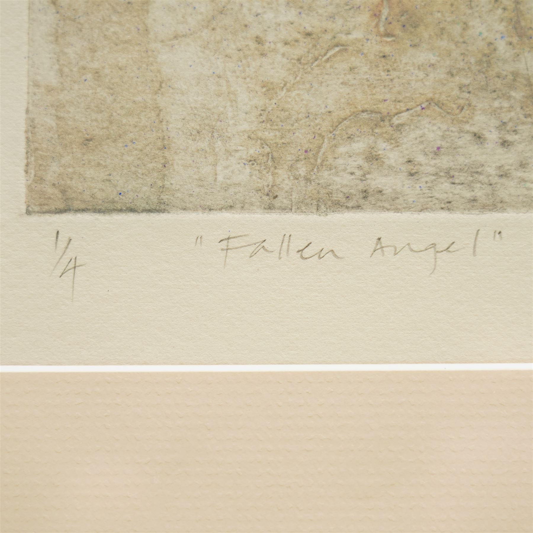 Freya Payne (British 1968-): 'Fallen Angel', limited edition colour etching signed titled and numbered 1/4 in pencil 45cm x 61cm