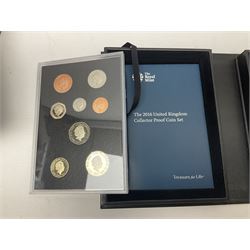 The Royal Mint United Kingdom 2016 proof coin set collector edition, cased with certificate