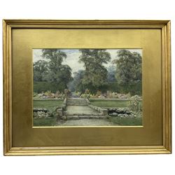 Lilian Stannard (British 1877-1944): 'A Terrace Wall', watercolour signed, labelled verso 25cm x 35cm