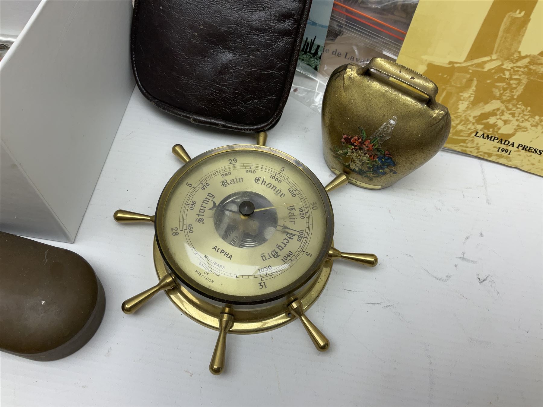 W. Marshall (20th century) - Town Dock Hull; watercolour; gilt frame; two Amy Johnson enamelled brooches as aircraft and Amy Johnson medallion; and quantity of books and booklets of Hull interest