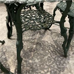 Cast aluminium garden table and four chairs painted in green - THIS LOT IS TO BE COLLECTED BY APPOINTMENT FROM DUGGLEBY STORAGE, GREAT HILL, EASTFIELD, SCARBOROUGH, YO11 3TX
