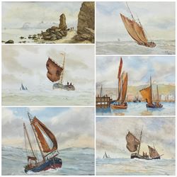 Ken Wigg (British 1913-2014): Sailing Boats in Open Seas and Near Whitby, six watercolours signed max 23cm x 51cm (6)