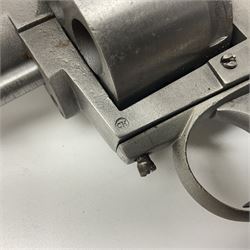 The major parts only of a British Bull-Dog .500 Boxer five-shot revolver comprising stripped down framework, cylinder, trigger with guard, functioning hammer and two-piece chequered grip; retailed by G. Goth Buenos Ayres; Belgian proof marks; L19.5cm overall; in fitted mahogany case 