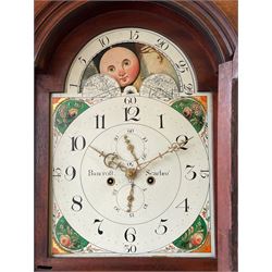 John Bancroft of Scarborough - a fine late George III 8-day mahogany longcase clock, with an elaborate pagoda pediment, brass ball and eagle finials and oval conch shell inlay, break arch hood door flanked by reeded pilasters with brass Corinthian capitals, trunk with inlaid canted corners and a break arch trunk door with 