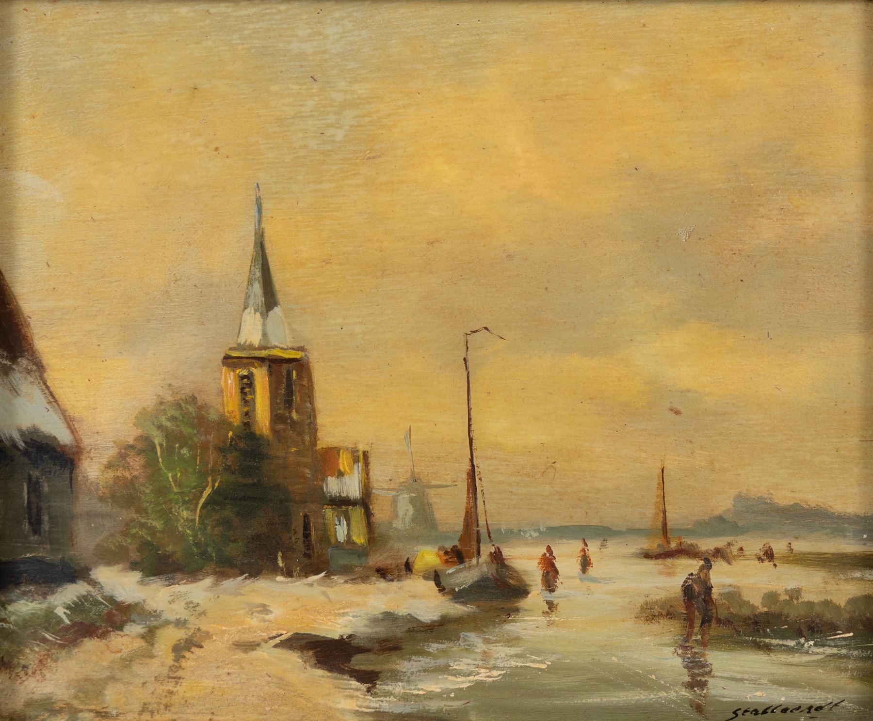 Continental School (20th Century): Shipping Scenes, two oils on panel and one on canvas variously signed in gilt frames, largest 29cm x 38cm (3)
