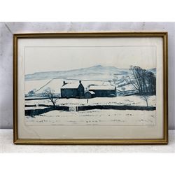 Peter Brook (Northern British 1927-2009): 'Hannah Hauxwell with her Young Dog' and 'Hannah Hauxwell Waving Goodbye', two limited edition prints signed and numbered in pencil max 34cm x 57cm (2)