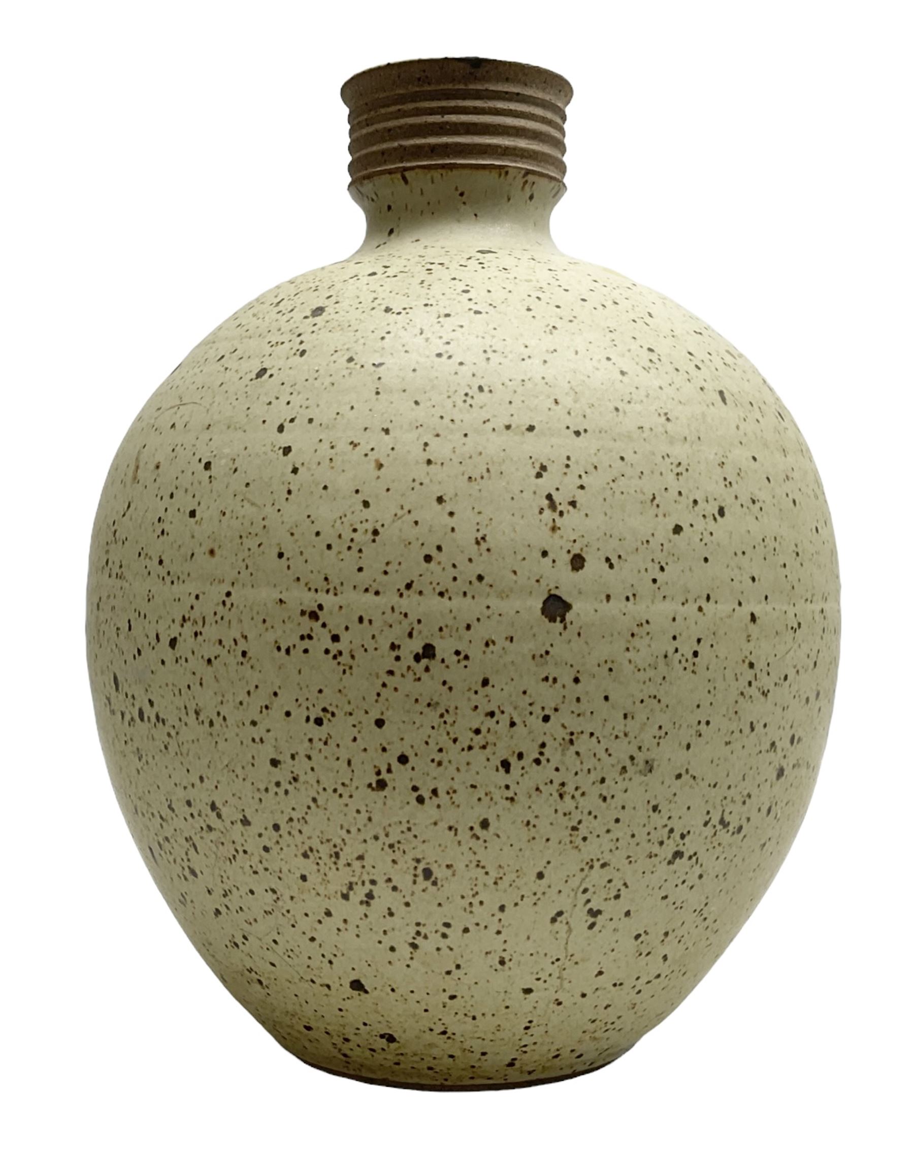 David Lloyd Jones (1928-1994): Stoneware vase of globular form with speckled glaze and impressed LJ seal mark, H29cm