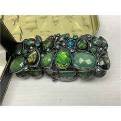 Silver ammonite pendant, silver earrings and a collection of beaded and other costume jewellery