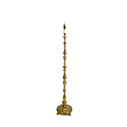 Ornate brass standard lamp