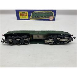 Hornby Dublo - three-rail - Deltic Type Diesel Co-Co locomotive with instructions and guarantee; and Class 20 1000 B.H.P. Bo-Bo Diesel Electric locomotive No.D8000; both in BR green; and each in original blue striped box (2)

