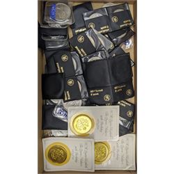 Three Queen Elizabeth II five pound coins and various commemorative crowns