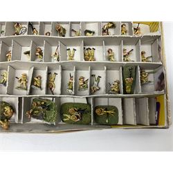 Lamming Miniatures - Bill Lammings own 1970s promotional display set of sixty-seven 25mm miniature WW2 Australian Infantry soldiers with mortar team and four machine guns; hand painted by Bill Lamming for exhibition
