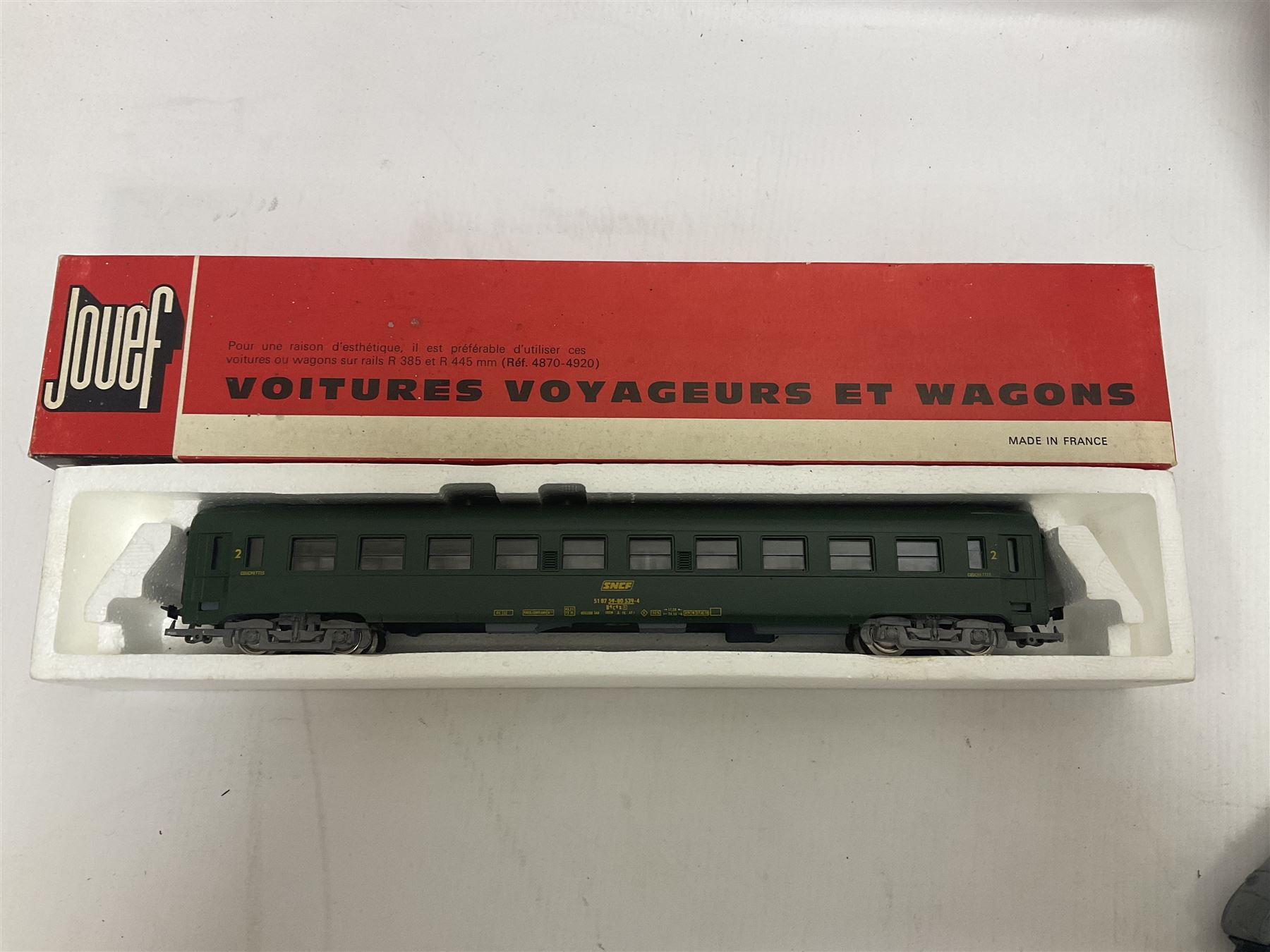 Jouef ‘HO/00’ gauge - Flandre Riviera electric train set ref.7655; Class 40 ‘Empress of Britain’ D120 locomotive in BR green ref.8913; one SNCF coach ref.5293; all in original boxes; four further loose navy blue Compagnie Internationale coaches comprising three sleeping cars and one luggage car (7) 